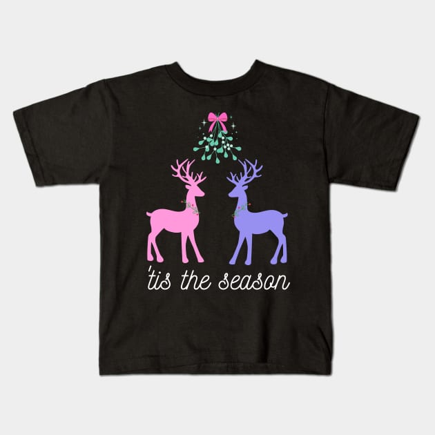 Tis the Season - deer and mistletoe Kids T-Shirt by FlippinTurtles